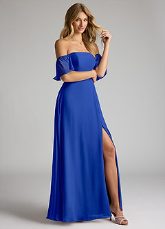 Azazie Sue Bridesmaid Dresses Royal Blue A-Line Off the Shoulder Chiffon Convertible Dress image5