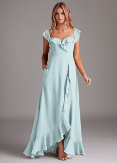 Azazie Lyra Robes de demoiselle d'honneur Robe Trapèze Convertible en Mousseline de soie Brume image3