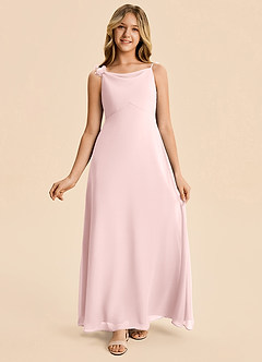 Azazie Gumdrop Junior Blushing Pink Empire Pleated Chiffon Dress image5