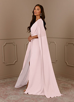 Azazie Isa vestidos de madre de la novia Vestido de Rosa Rubor de Gasa de Corte En A con Cuello en V plisado image2