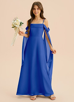 Azazie Moana Junior Linia A Pofałdowany Szyfon Długość podłogi Młodsza druhna Sukienka image4