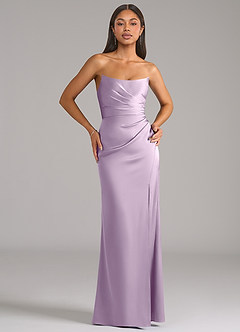 Azazie Marla Bridesmaid Dresses Frosted Lilac Sheath Strapless Stretch Satin Convertible Dress image1
