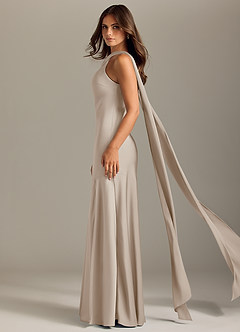 Azazie Kinsley Bridesmaid Dresses Frost Mermaid Side Slit Stretch Satin Dress image4