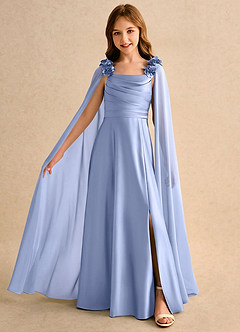 Azazie Rosita Girls Formal Flower Girl Klänningar Klänning A-Line i Stretch Satin Plisserad image3