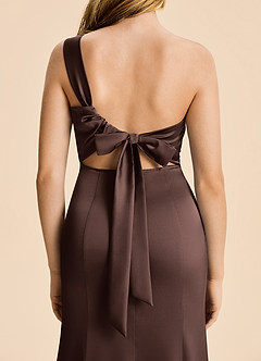 Azazie Ren Junior Ganache A-Line Pleated Stretch Satin Dress image6
