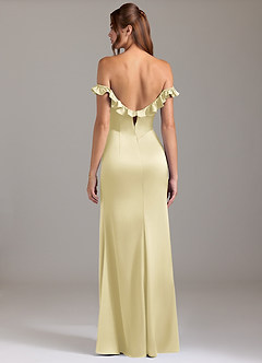 Azazie Callie At-home Try On Dresses Dusty Rose A-Line Ruched Stretch Satin Convertible Dress image7