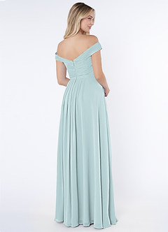 Azazie Audrianna Bridesmaid Dresses Mist A-Line Off-The-Shoulder Gathered Chiffon Convertible Dress image4