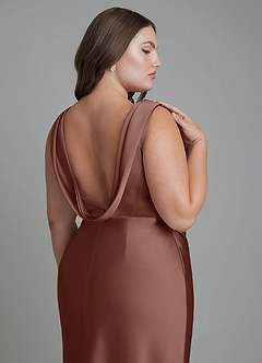 Azazie Kieryn Vestidos de damas de honor Vestido Expresado de Satén Elástico de Corte Sirena con Plisado image14