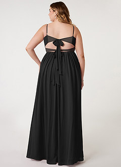 Azazie Zeya Bridesmaid Dresses Black A-Line V-Neck Pleated Chiffon Dress image7