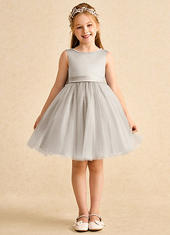 Azazie Jani Flower Girl Dresses Frost A-Line Bow Tulle Dress image4