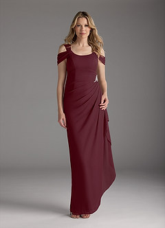 Azazie Weitzman vestidos de madre de la novia Vestido de Cabernet de Malla de Recto con Lentejuela image3