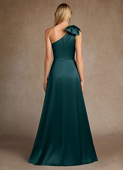 Azazie Easton Mother of the Bride Dresses Pine A-Line One Shoulder Stretch Satin Dress image3