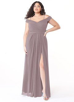 Azazie Audrianna Bridesmaid Dresses Dusk A-Line Off-The-Shoulder Gathered Chiffon Convertible Dress image7