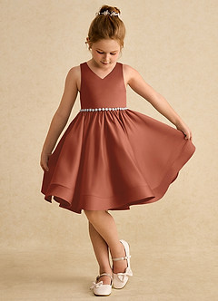 Azazie Julietta Flower Girl Dresses Auburn Ball-Gown Convertible Tulle Dress image4