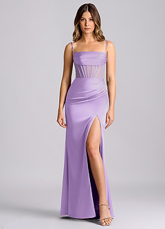 Azazie Alyce Bridesmaid Dresses Lilac Mermaid Off the Shoulder Stretch Satin Convertible Dress image5