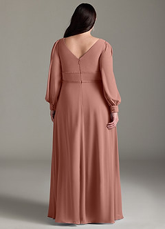 Azazie Sage Slutförsäljning Klänning av A-Line i Chiffong Långärmad Cederros image7