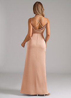 Azazie Callan Brautjungfernkleider Wandelbar A-Linie Plissee Stretch-Satin Kleid Roségold image2