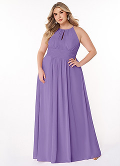 Azazie Bonnie Bridesmaid Dresses Tahiti A-Line Keyhole Ruched Chiffon Dress image6