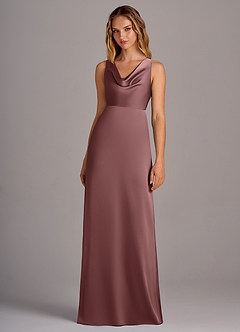 Azazie Wrenlee Bridesmaid Dresses Vintage Mauve A-Line Stretch Satin Dress image4