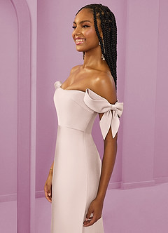 Barbie ♥ Azazie Brudtärnklänningar Klänning av Tubklänning i Stretch Satin Av axeln Rodnande Rosa Konvertibel image6