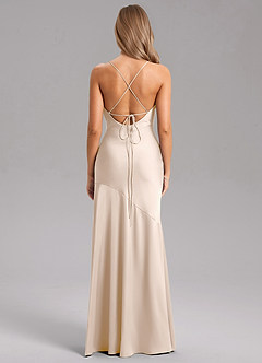 Azazie Grata Bridesmaid Dresses White Alabaster Mermaid Side Slit Stretch Satin Dress image2