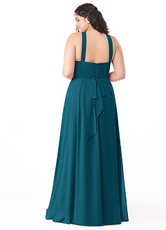 Azazie Dixie Bridesmaid Dresses Ink Blue A-Line Halter Pleated Chiffon Dress image10