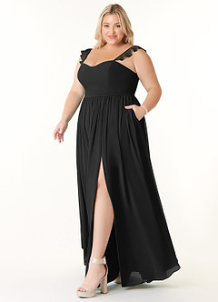 Azazie Metz Bridesmaid Dresses Black A-Line Sweetheart Ruched Chiffon Dress image9