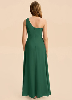 Azazie Emmie Junior Dark Green A-Line Pleated Chiffon Dress image2