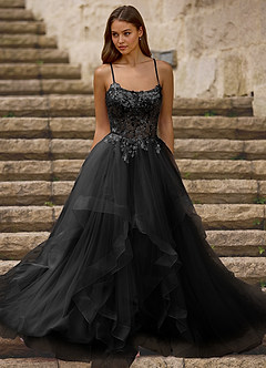 Mosaic Black Ruffle Prom Dress image3