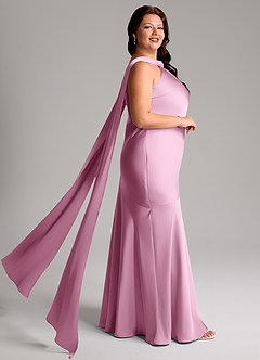 Azazie Kinsley Vestidos de madrinha de casamento Vestido Rosa Doce de Cetim elástico de sereia com Racha Lateral image10