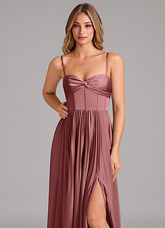 Azazie Akiko Bridesmaid Dresses Amethyst A-Line Sweetheart Neckline Stretch Satin Dress image8