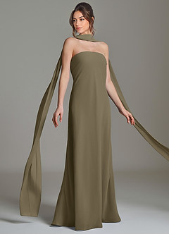 Azazie Ilana Bridesmaid Dresses Willow Green A-Line Strapless Chiffon Dress image5