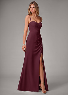 Azazie Haisley Bridesmaid Dresses Cabernet Sheath Off the Shoulder Chiffon Convertible Dress image6