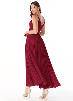 Azazie Raychelle Bridesmaid Dresses Burgundy A-Line V-Neck Chiffon Dress image4