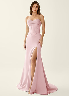 Soraya Light Pink Two-piece Corset Lace Up Back Prom Dress | Azazie