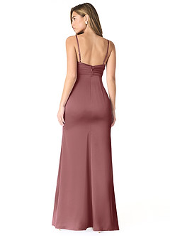 Azazie Linia Final Sale Amethyst Mermaid Pleated Stretch Satin Dress image2