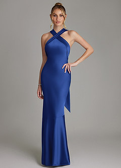 Azazie Reign Bridesmaid Dresses Royal Blue Mermaid Pleated Stretch Satin Dress image1