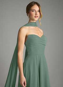Azazie Ayla Abiti da Damigella Abito A-Line in Chiffon Scollo a Cuore Eucalipto image6