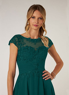 Azazie Shonda Mother of the Bride Dresses Peacock Lace Chiffon Dress image6