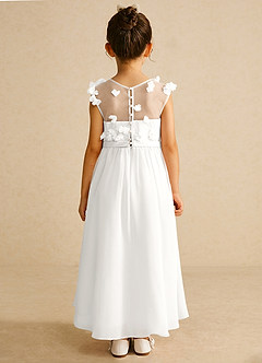 Azazie Arlo Flower Girl Dresses Ivory A-Line Bow Chiffon Dress image5