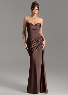 Azazie Zorah Vestidos de damas de honor Vestido Ganache de Satén Elástico de Corte Sirena Convertible con Corsé image3