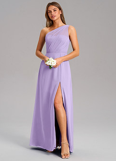 Azazie Phaedra Bridesmaid Dresses Lilac A-Line One Shoulder Chiffon Dress image4