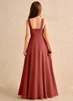 Azazie Makani Girls Formal Blumenmädchenkleider A-Linie Herzausschnitt Chiffon Kleid Terrakotta image2