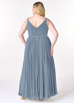 Azazie Raychelle Bridesmaid Dresses Dusty Blue A-Line V-Neck Chiffon Dress image8