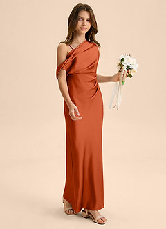 Azazie Emerson Junior Vestido de Pimenton de Satén Elástico de Corte Recto con Vestidos sin tirantes image5