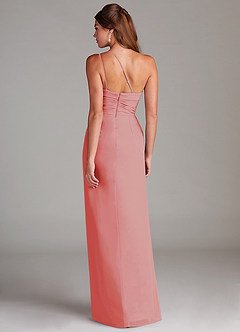 Azazie Eren Bridesmaid Dresses Coral Sheath One Shoulder Chiffon Dress image7