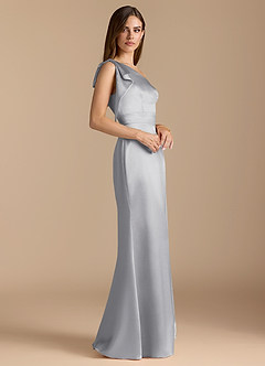 Azazie Rinna Robes de demoiselle d'honneur Robe Sirène en Satiné métallisé Rayé Argent image3