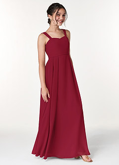 Azazie Simoan Junior Burgundy A-Line Sweetheart Neckline Chiffon Dress image3