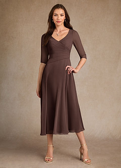 Azazie Durant Kleider für die Brautmutter A-Linie Plissee Chiffon Kleid Ganache image4