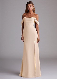Azazie Saige Robes de demoiselle d'honneur Robe Trapèze Convertible en Mousseline de soie Épaule décolletée Albâtre Blanc image3